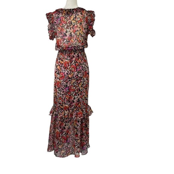 Misa Los Angeles Kidada Dress in Fire Flora Medium New Womens Midi - Picture 10 of 13